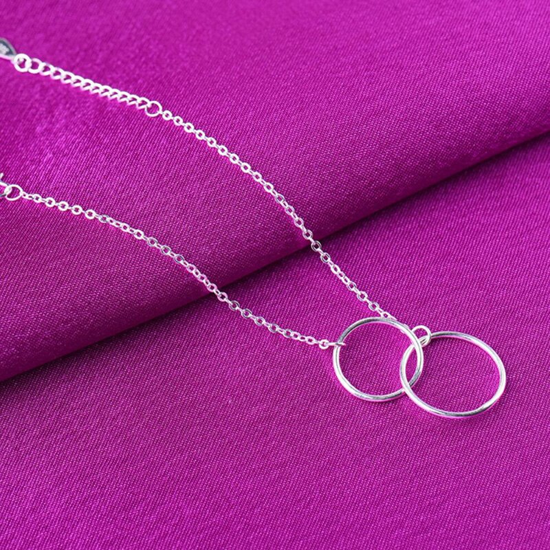 Kofsac Zomer Charmant 925 Sterling Zilveren Enkelbanden Vrouwen Prachtige Dubbele Cirkel Enkelbandje Voet Sieraden Lady Party Accessoires