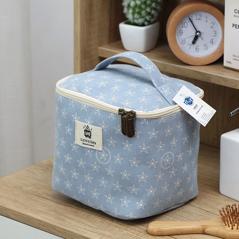 PURDORED 1 Pc Large Cosmetic Bag Korean Style Women Makeup Organizer Case Travel Make Up Bag Case Necessaries Toiletry Bag: blue