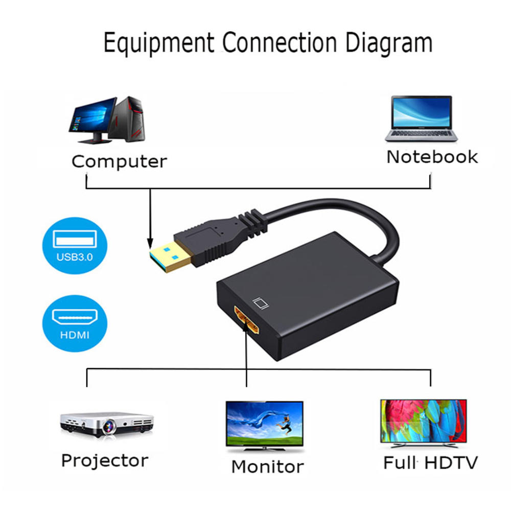 Usb 3.0 Naar Vga Adapter Met Audio Kabel Hdmi-Compatibel Splitter Naar Vga Converter Digitale Analoge Hd 1080P voor Pc Laptop Tablet