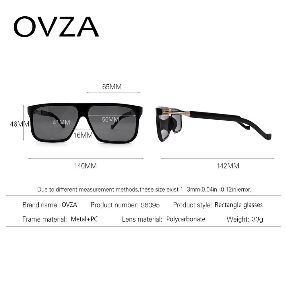 OVZA Sunglasses for Mens Rectangle Sunglasses Men Brand Retro Vintage Glasses Black S6095