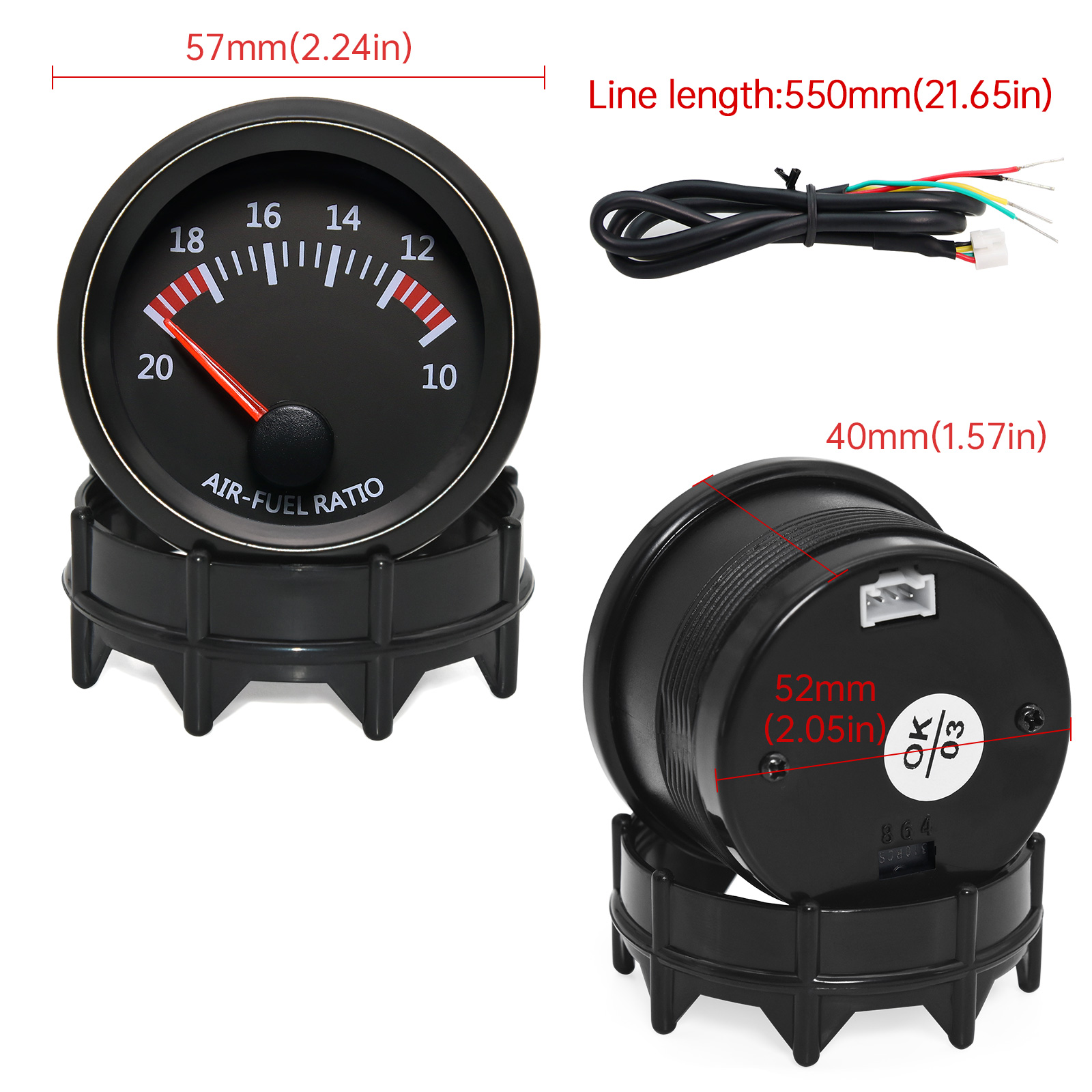 AD 52mm Auto Auto Air Fuel Ratio Gauge 10-20 Met Smalband O2 Zuurstofsensor Auto Gauge Fit voor 12V Stappenmotor OE 0258006028