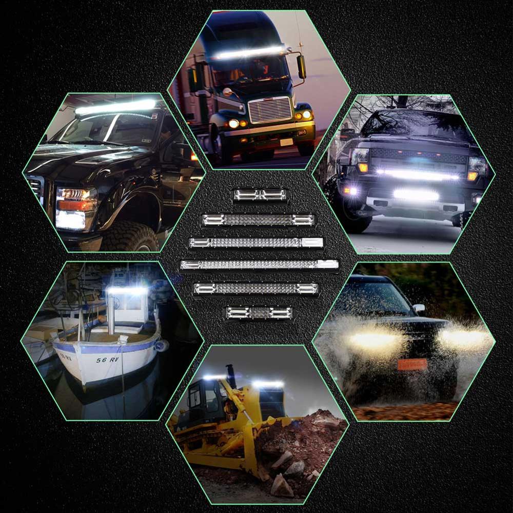 9" 12" 20" Off road LED Light Bar 144W 180W 288W Spot Flood 3 Rows Work Light Ledbar for Offroad ATV Truck Jeep Tractor 12V 24V