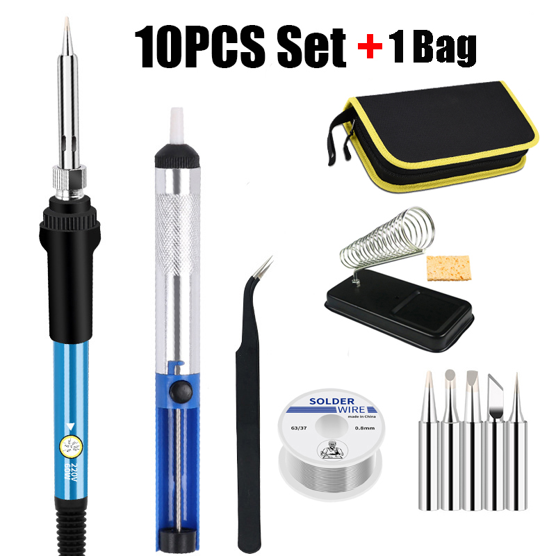 EU/US Solder Solder Iron Repair Soldering 220V/110V Electric Tool 60W Nib Heating Adjustable Welding Tin Temperature: Orange / us