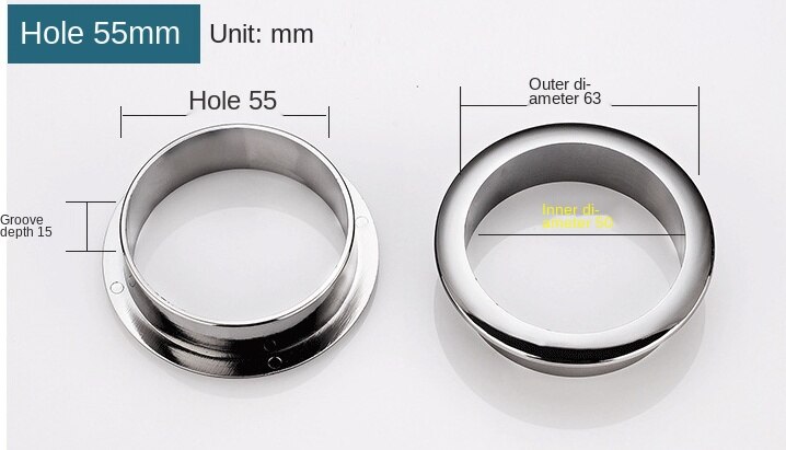 Round Plastic Wire Cover, 2pcs, Round Grommets for Computer Table, Desk, Cable Outlet Port, Wire Guard, Cabinet Vent System: 55mm  silver