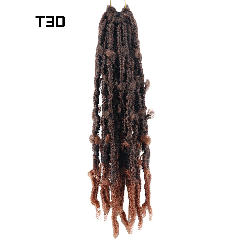 Long 14inch Butterfly Faux Locs Synthetic Crochet Braids Hair Extensions 20 Strands/pack Natural Black Curly Braiding Hair: T30