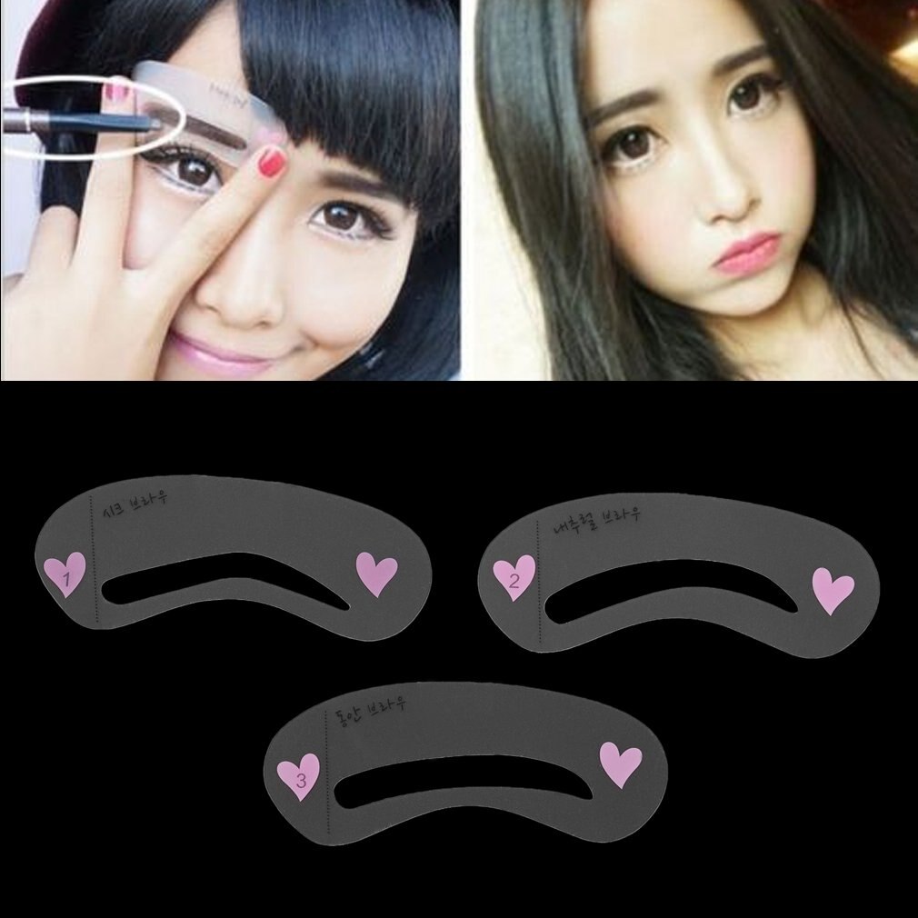 3 Styles Brow Shaping Guide Template Eyebrow Drawing Card Make-Up Stencil Top