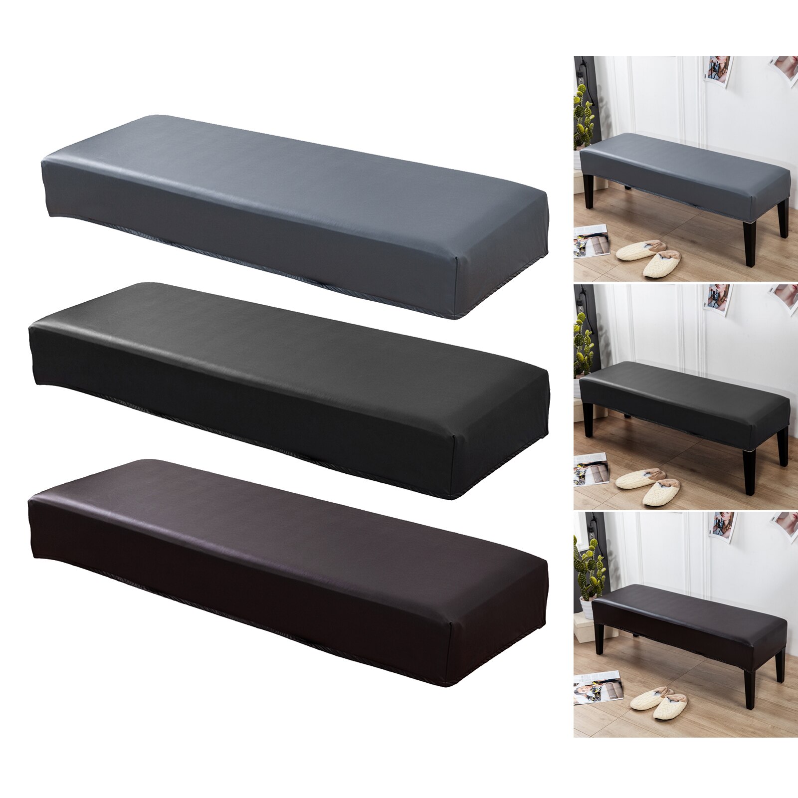 Bench Slipcover for Dining Room Waterproof Stretchable Removable Upholstered Kitchen Rectangle Bench Cover Protector