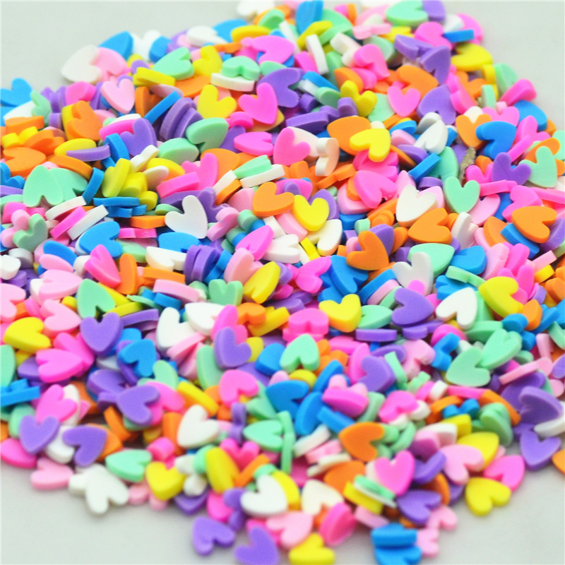 10 gram 5mm R-P-W-B-P Gemengde Kleuren Polymer Clay Hart Slice | Fimo Klei Scrapbooking Decoraties | DIY Embellishments levert