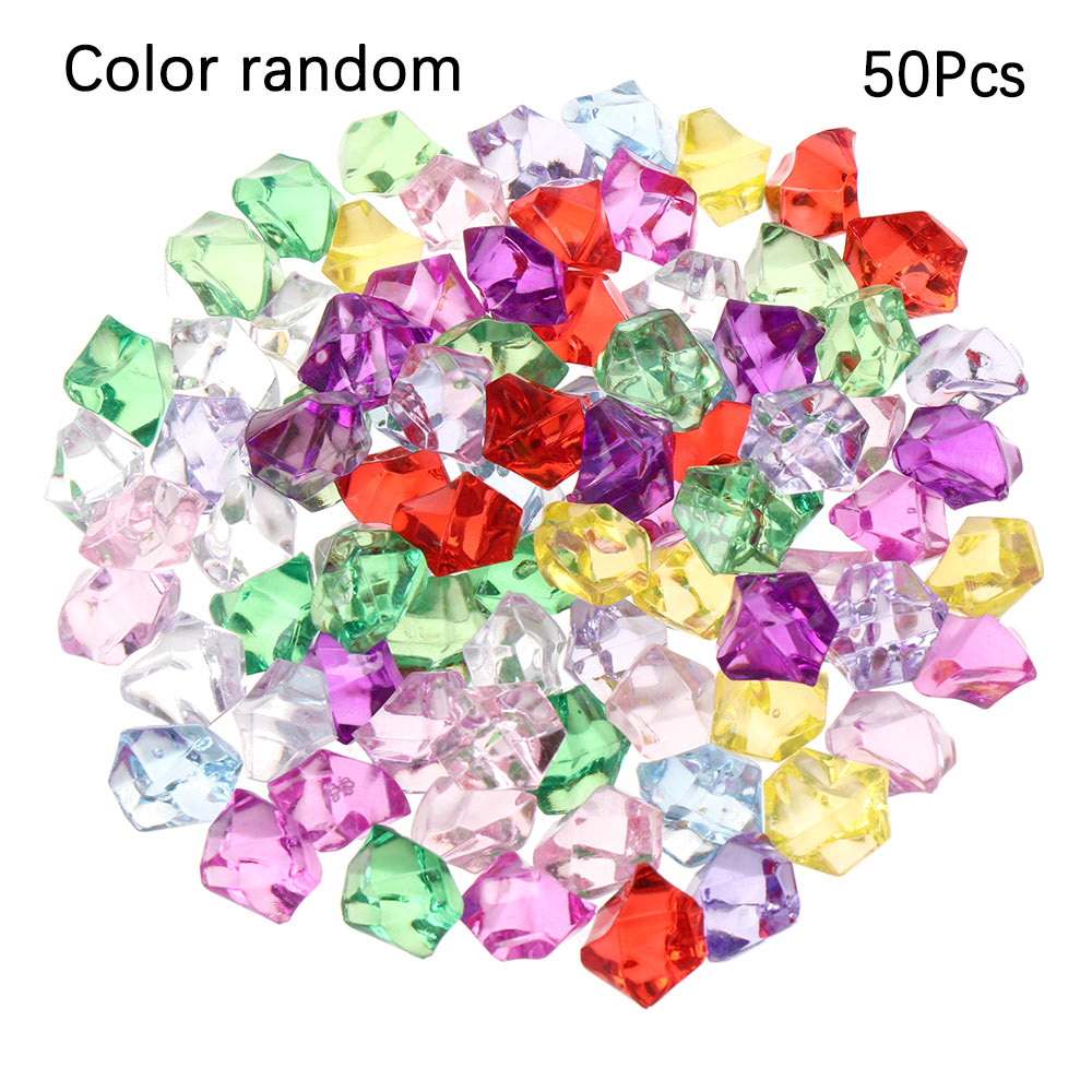 50Pcs/bag Colorful 1.4*1.1cm Aquarium Acrylic Stones Crystal Ice Cubes Decor Vase Filler Pebble Fish Tank Decor Flower Pot Decor: color random