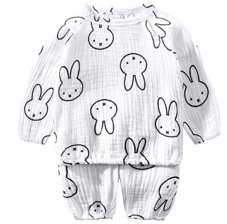 Schattige katoenen dierenpakje baby lange mouw tweedelig set peutermeisjeskleding kinderkledingboetiek kinderkleding: Konijn / 24m