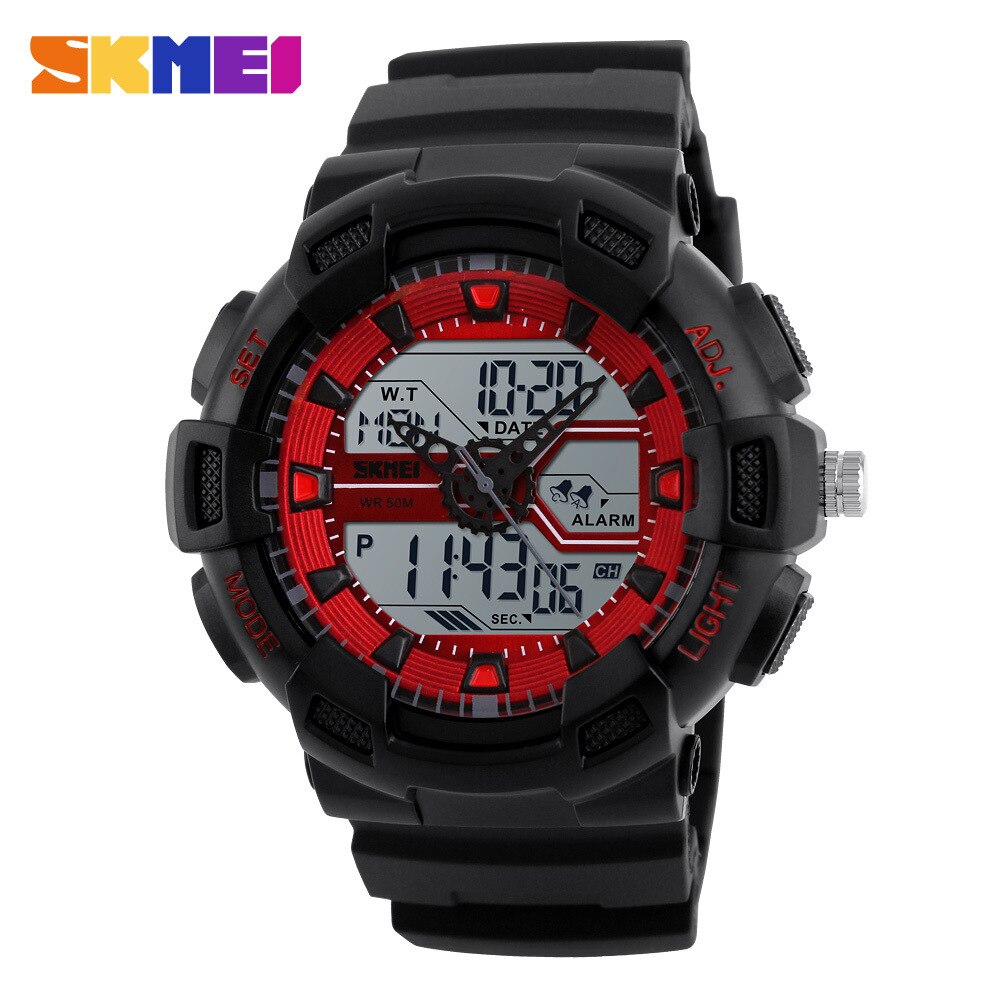 SKMEI 1189 Men Sport Digital Wristwatches Chronograph Alarm Clock Outdoor Full Black Dual Time Display Watches