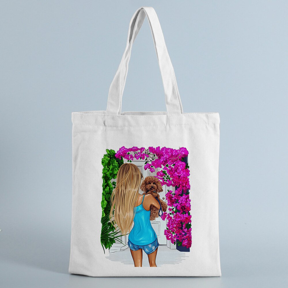 Mode Canvas Shopping Tassen Vrouwen Handtassen Mom Leven Eco Herbruikbare Doek Student Boek Tassen Dames Vrouwelijke Casual Shopper Tas: B0267-TBWH-M