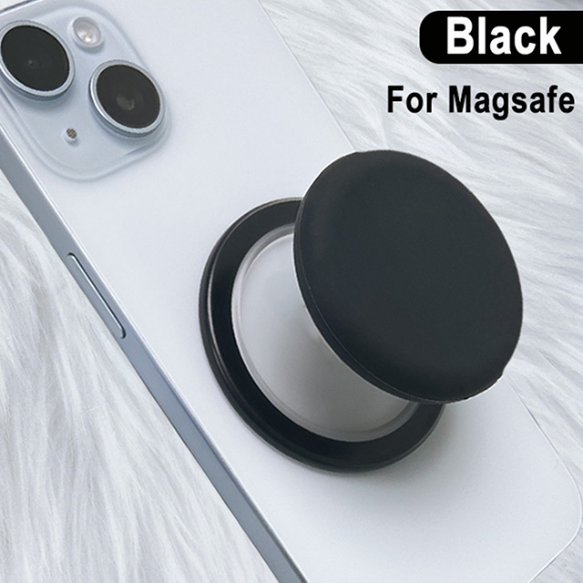 Grippopso Magnetic Cell Phone Holder Griptok Socket 360° With Silicone Cover For Magsafe Grip Finger Ring Holder Stand: black