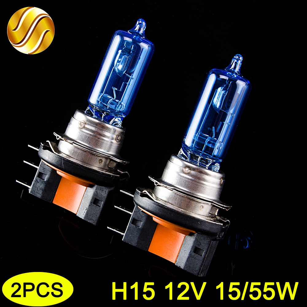 Hippcron H15 Halogen Lamp 12V 15/55W 2 PCS(1 Pair) 5000K HeadLight Bulb Dark Blue Glass Car Light Super White