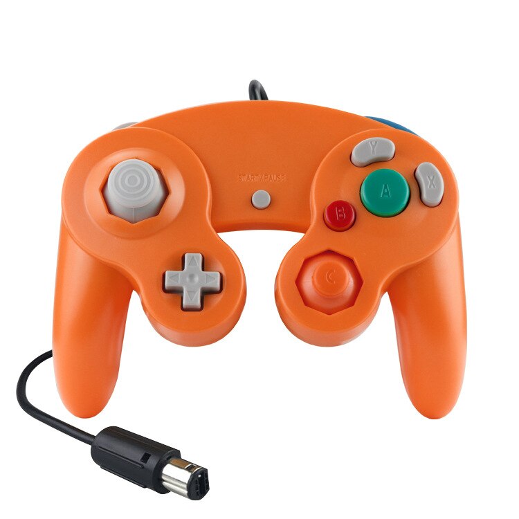 Controlador de jogo com fio para ngc gamepad joystick para cubo de jogo para nintendo clássico gamepad nostálgico para função de vibração ngc: dark orange