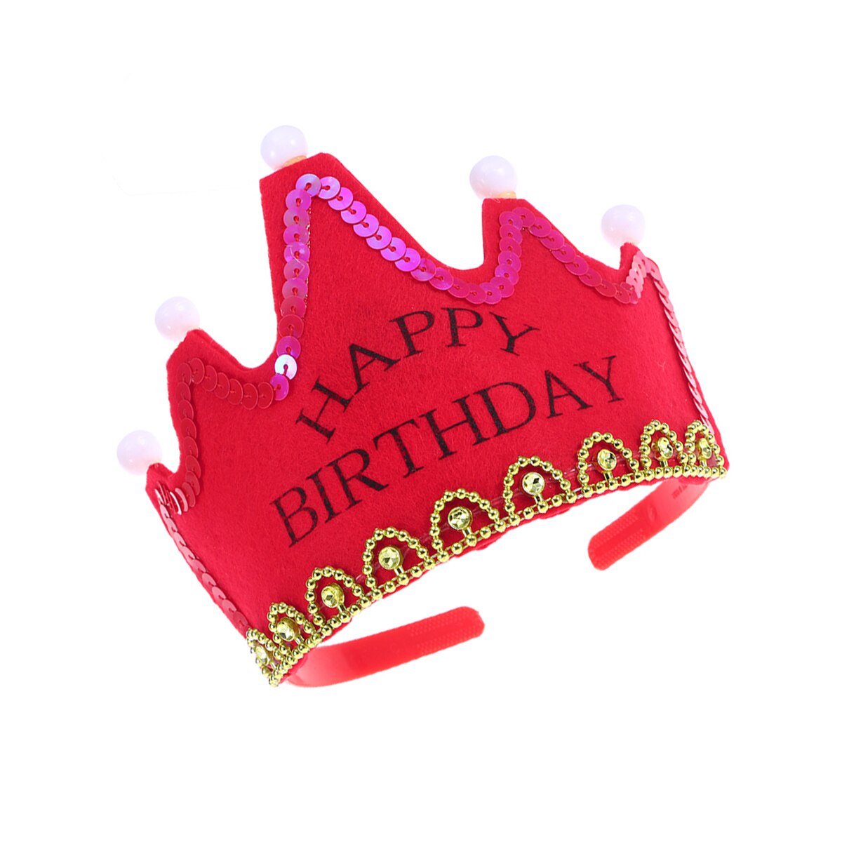 LED Light Birthday Party Hats Crown King Birthday Party Caps for Kids ) - Red Color: Red