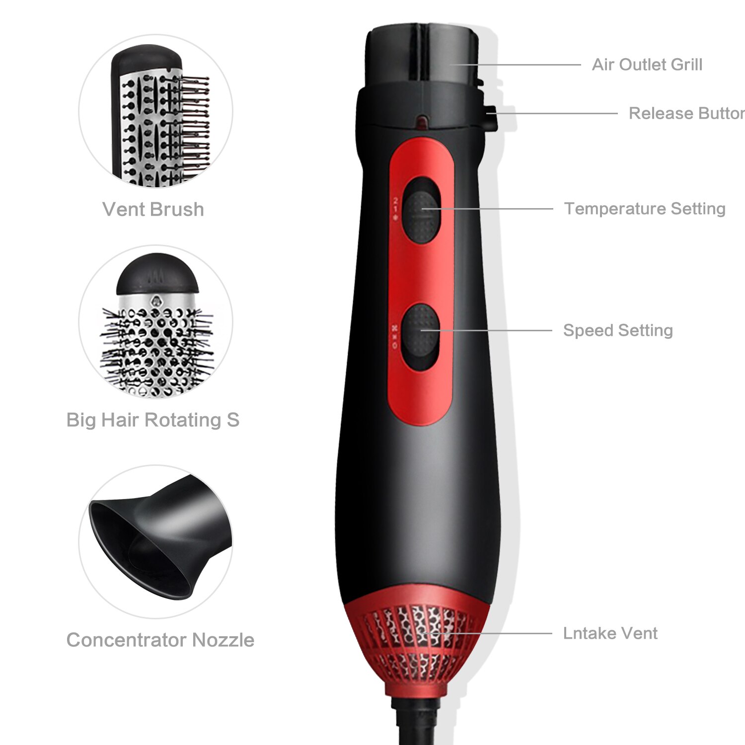 Hair Dryer 3 In 1 Air Brush Hair Straightener Comb Culrer Hair Dryer Heated Brushes