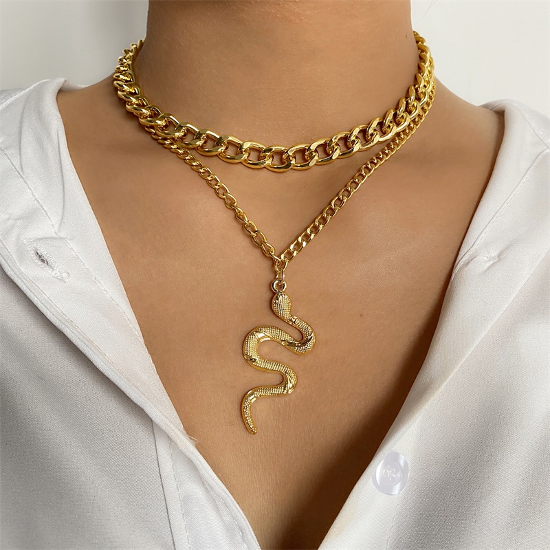 Ifmia Retro Multilayer Snake Hanger Collier Voor Vrouwen Trendy Goud Zilver Kleur Grote Dikke Ketting Kettingen Sieraden: 130IF0905-01