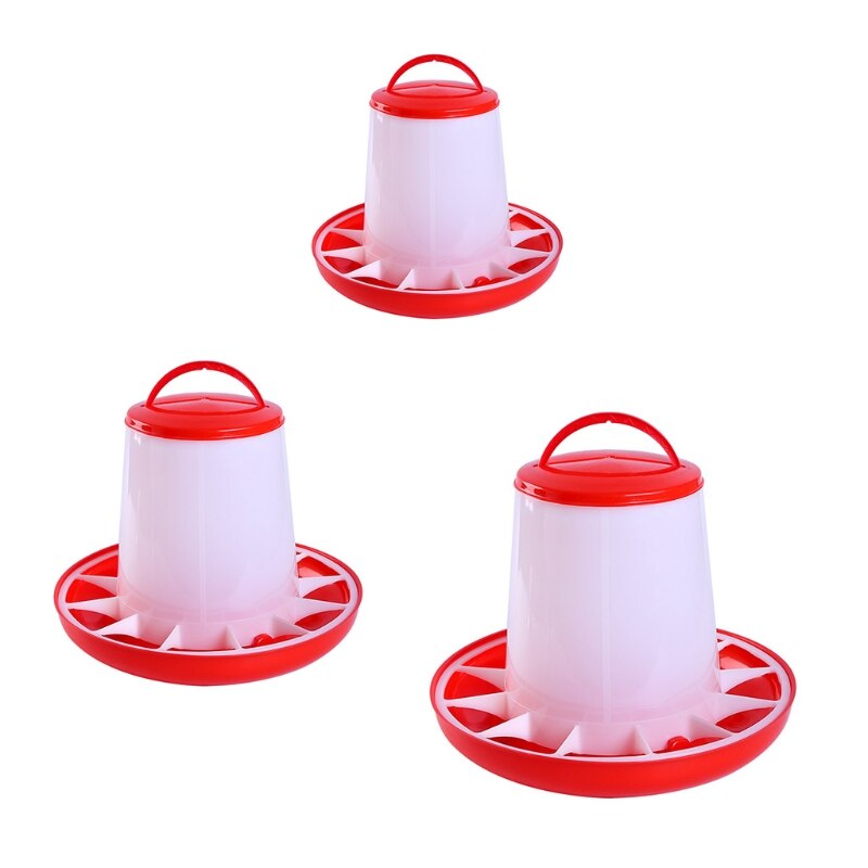 Chicken Feeder Durable Automatic Poultry Food Dispenser with Handle Hanging Poultry Food Container with Handle