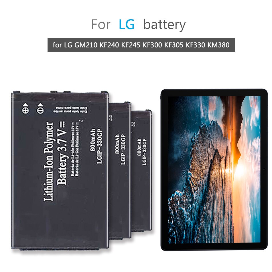 800mAh Battery LGIP-330GP for LG GM210 KF240 KF245 KF300 KF305 KF330 KM380 Li-ion Bateria