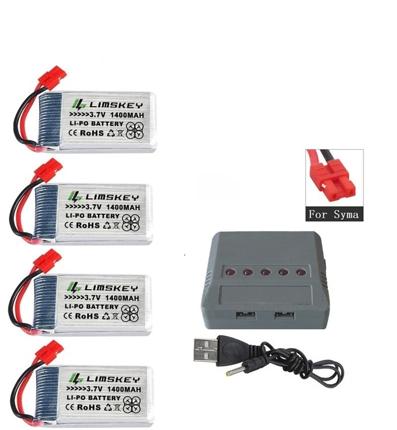 For SYMA X5 X5S X5C X5SC X5SH X5SW X5UW X5UC M18 H5P H11D H11C T64 T04 T05 F28 F29 T56 T57 1400mAh 3.7v lipo Battery charger set: Pink