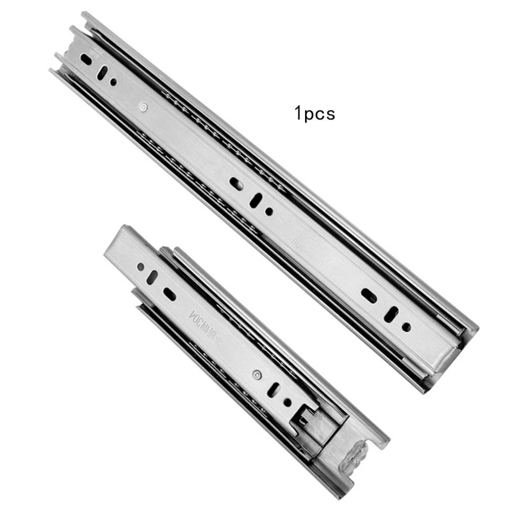 Stainless Steel Slide Rails Thickened Three-section Drawer Buffer Mute Steel Ball 4510 Slide Rail Damping Slide