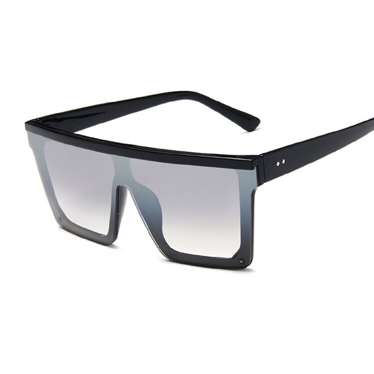 Oversized Zonnebril Vrouwen Big Frame Vierkante Platte Top Klinknagel Zonnebril Vrouwelijke Vrouwen/Mannen Vintage Spiegel Shades Gradiënt UV400: BlackDoubleSilver