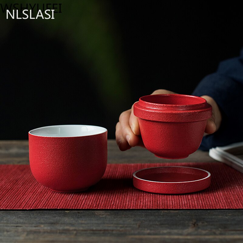 Tyyli keraaminen teeastiasto punainen teeastiasto teeastia teekannu matka mukavuus teeastiasto toimisto kotitalouksien juomavälineet wshyufei