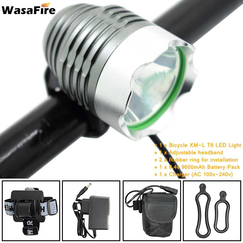 WasaFire Bicycle Light XML T6 Bike Light Night Safety Warning Headlight Cycling LED Flashlight Lanterna + 18650 Battery +Charger: Type B2 as picture