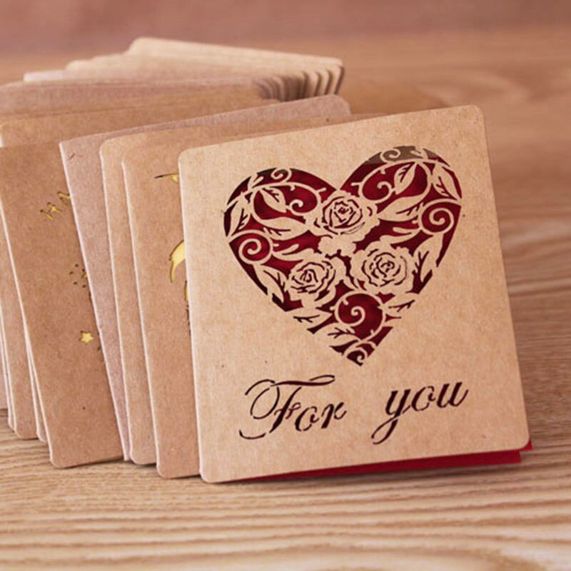 10pcs Mini Folding Paper Greeting Cards Happy Birthday Best Wishes Blessing Greeting Message Card Paper Party Wedding Decor