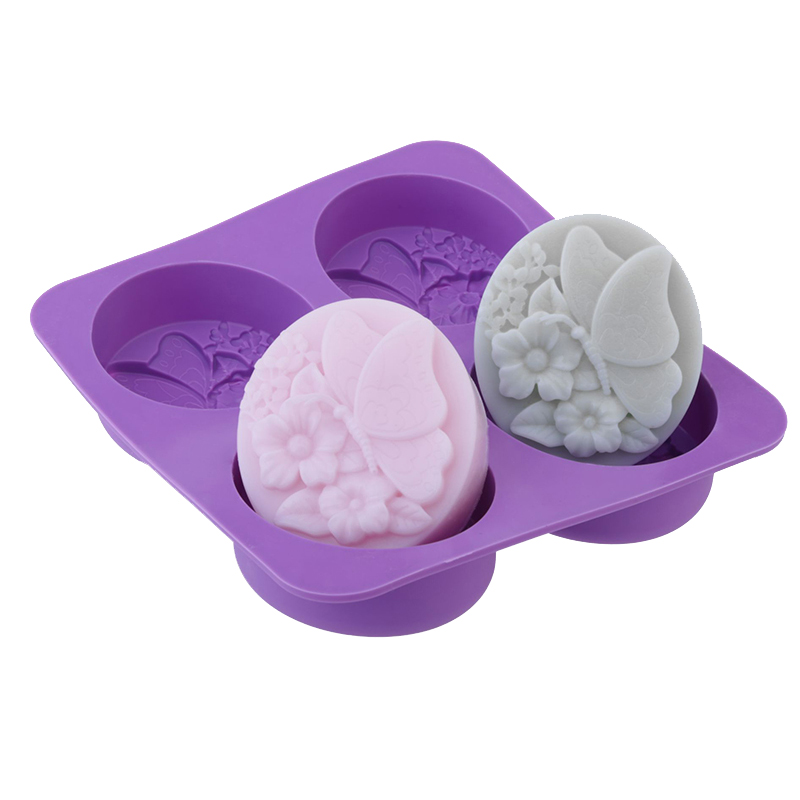 3D Butterfly Shape Soap Mold 4 Cavity Flower Silicone Soap Making DIY Handmade Jelly Pudding Candle Soap Maker Kitchen Baking