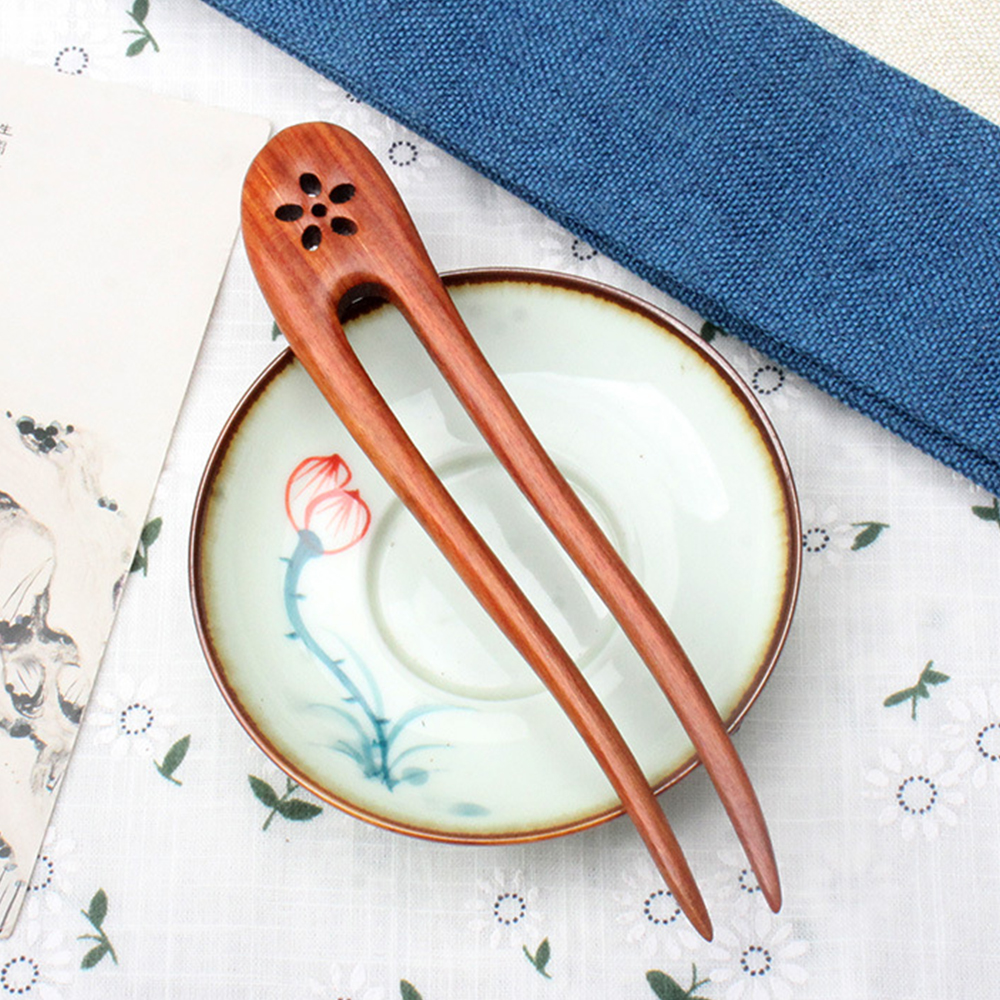 Palillos chinos simples para el cabello, horquillas de madera en forma de U para el cabello para mujer, accesorios para hacer moños, tocados de Retro: Rodio plateado