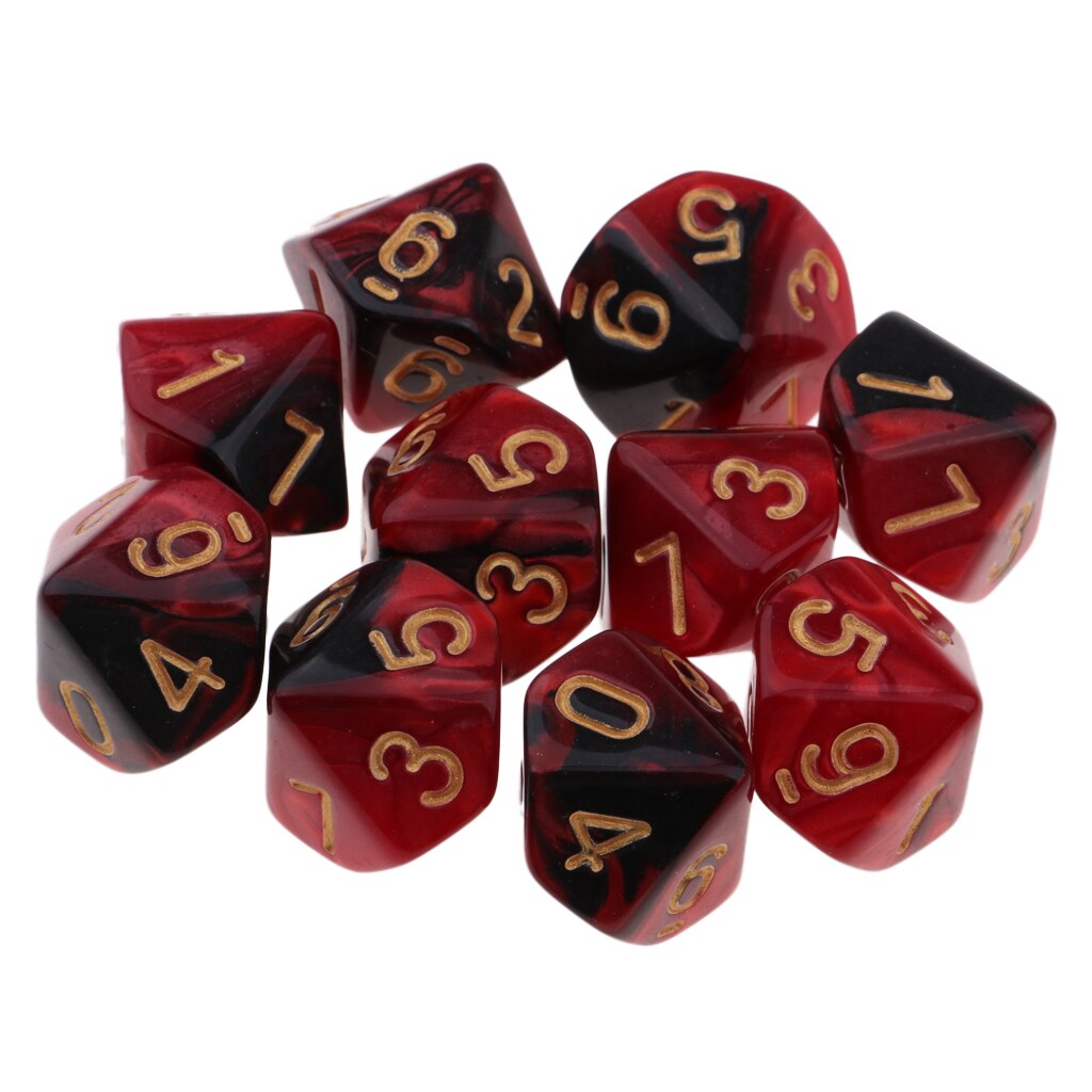 MagiDeal 10 stücke 10 Seitige Würfel D10 polyedrisch Würfel für Tisch Spiele für Kneipe Verein Spiele Liefert Rosa