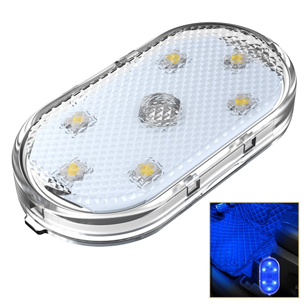 Auto Interieur Lichtkoepel Finger Touch Sensor Leeslamp 5V Led Auto Styling Nachtlampje Mini Usb Lading Zes kleur Auto Deur Licht: Blue