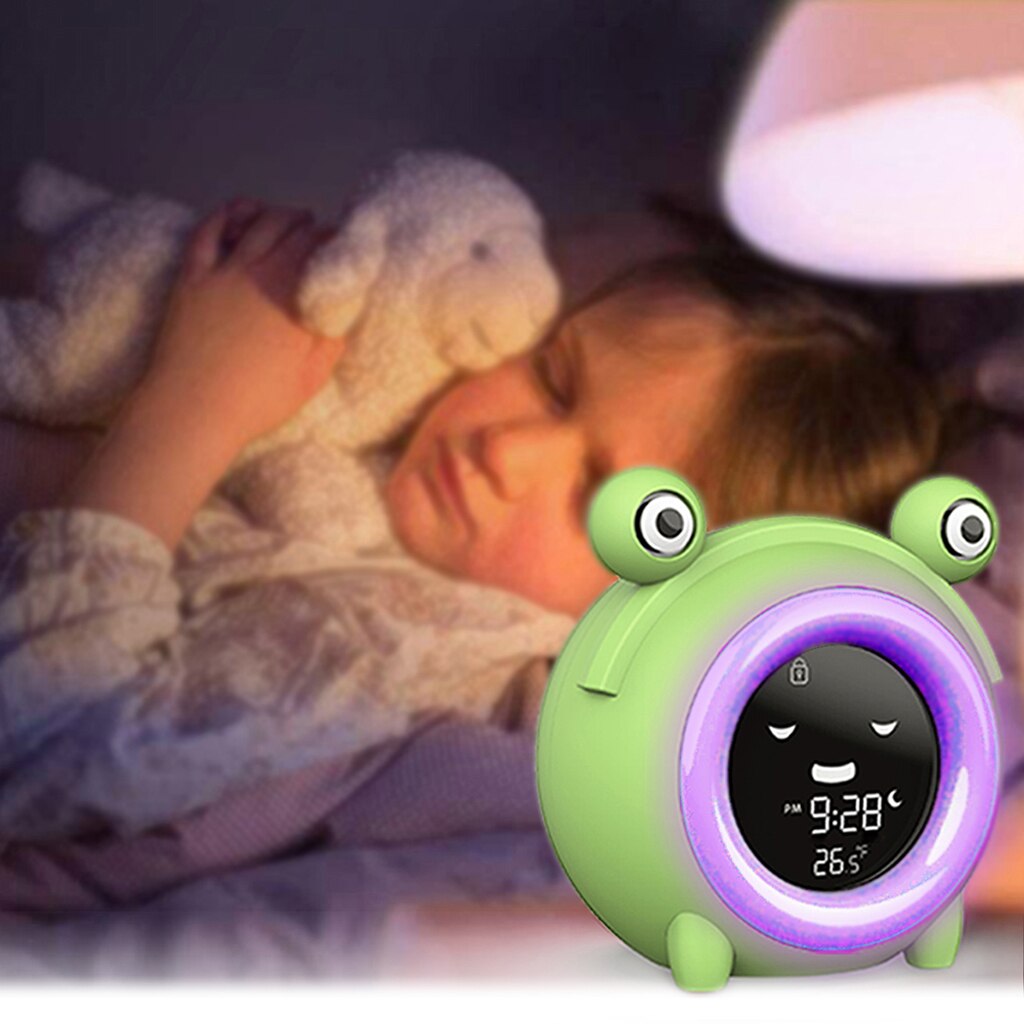 Kids Alarm Clock 5 Sounds Child Sleep Trainer 12/24H USB Snap Timer Clocks Snooze Sleeping Sound Machine Clocks Ornament