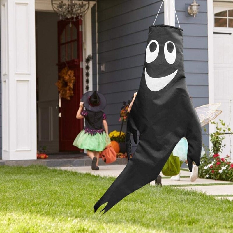 Halloween Geist Windsack-40 Zoll Windsack Terrasse Rasen Garten Im Freien Hängende Dekoration 2 Pack Schwarz