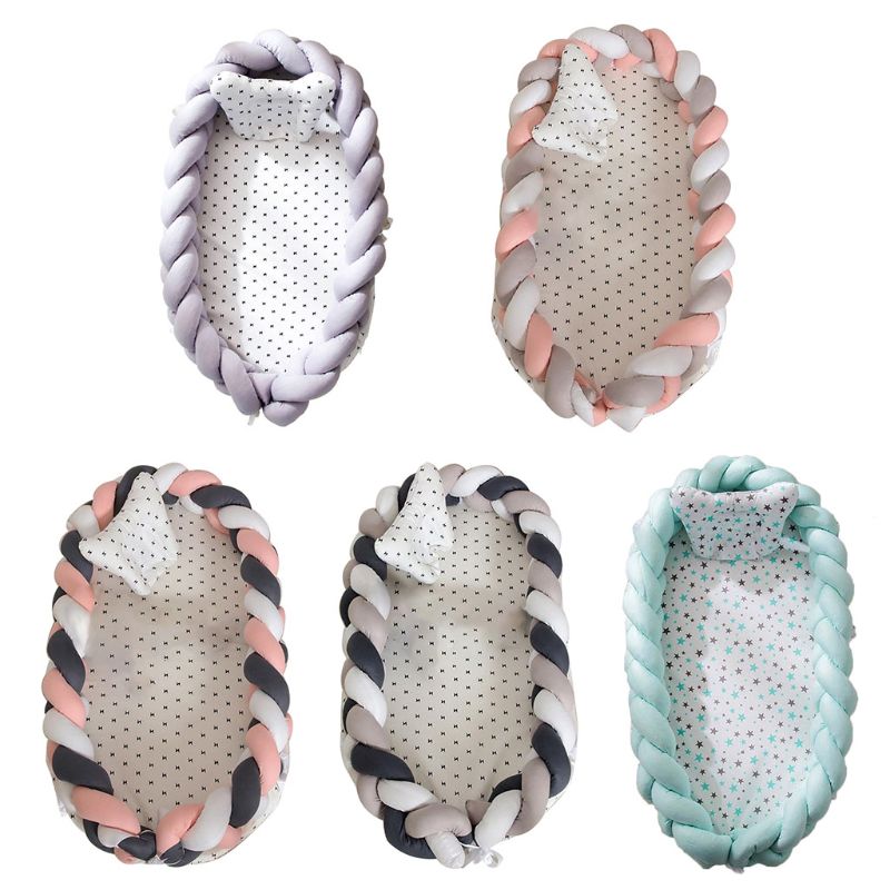 Portable Baby Knit Crib Newborn Sleeping Nest Soft Breathable Cotton Lounger for all cribs, cradles and cots