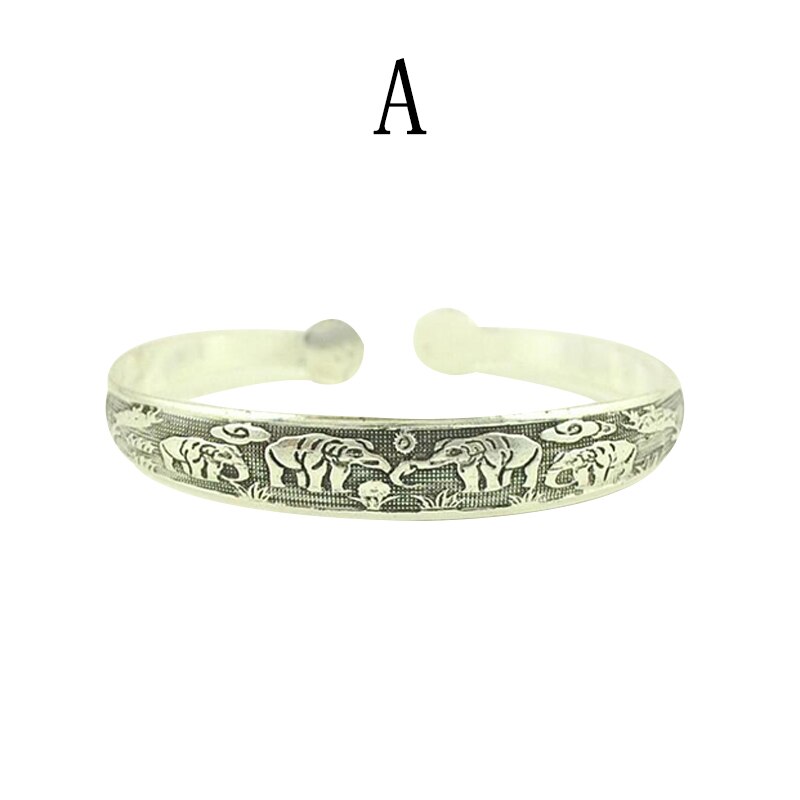 1PC Retro Opening Tibetan Bracelet Totem Carved Bangle Jewelry Women Vintage Cuff: A