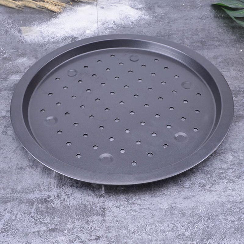 Práctica Pizza agujeros bandeja antiadherente bandeja para hornear pizzas bandeja carbono pesado redondo de acero de placa Pizza herramienta para hornear 35*1,7 cm