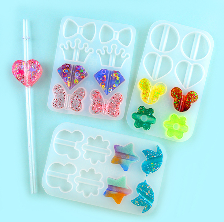 Diy-strohhalmaufsatzform aus harz, form für blume und schmetterling, strandparty-dekoration, epoxidharz-kunst, strohhalmbefestigung, bastelarbeiten