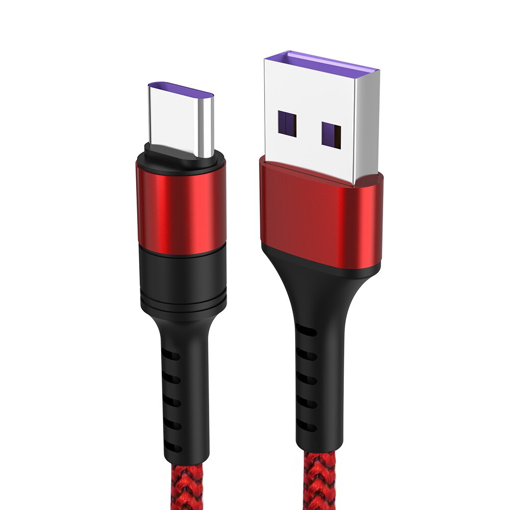 5a type c usb-kabel supersnel opladen voor huawei mate 20 p30 p20 pro  qc2.0 qc3.0 qc4.0 snel opladen telefoonkabel type-c usb-draad: Rood / 0.25m