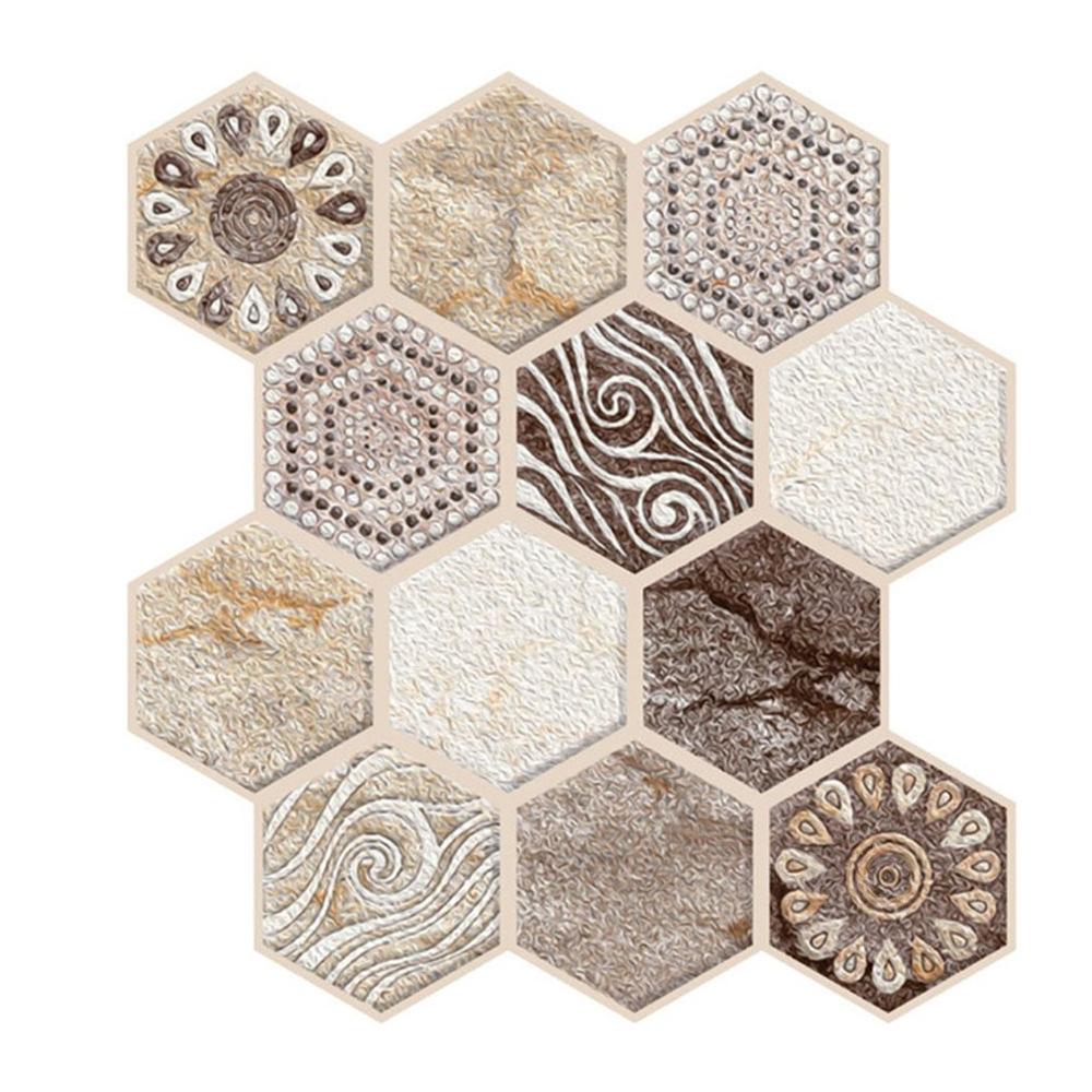 Funlife-azulejo de mosaico autoadhesivo, pegatina de pared de vinilo para decoración de baño y cocina, palo de cáscara impermeable, Panel de azulejos de PVC: 6