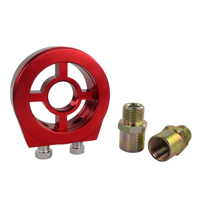 JDM- Oil Filter Cooler Sandwich Plate Adapter M20*1.5 and 3/4-16 Universal Oil Adapter Car Meter: Red