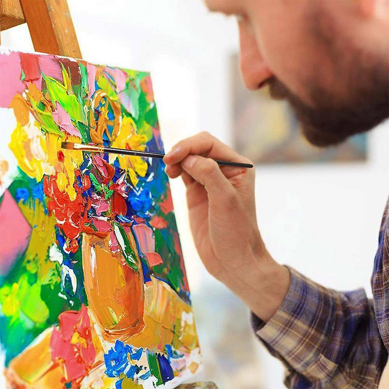 15 stk svart oljepensel pensel sett kunstner pensel sett til akryl olje akvarell modell maleri