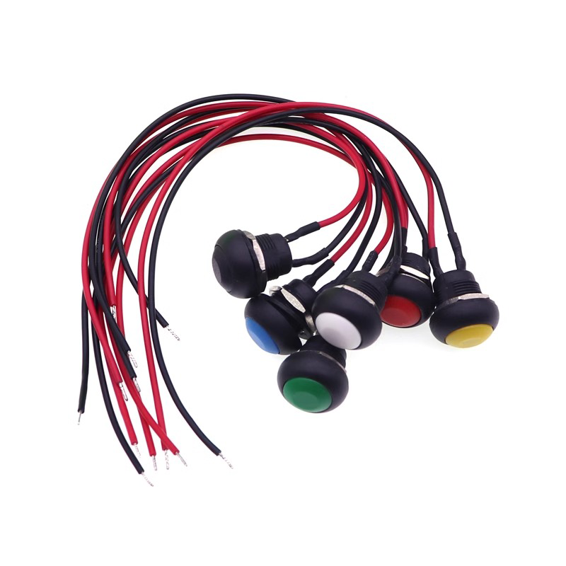 5/20/100PCS 12mm Momentary Push Button Switch ON OFF PBS-33B Self Reset Mini Round Switch With Wire 2Pin 1A DC12V