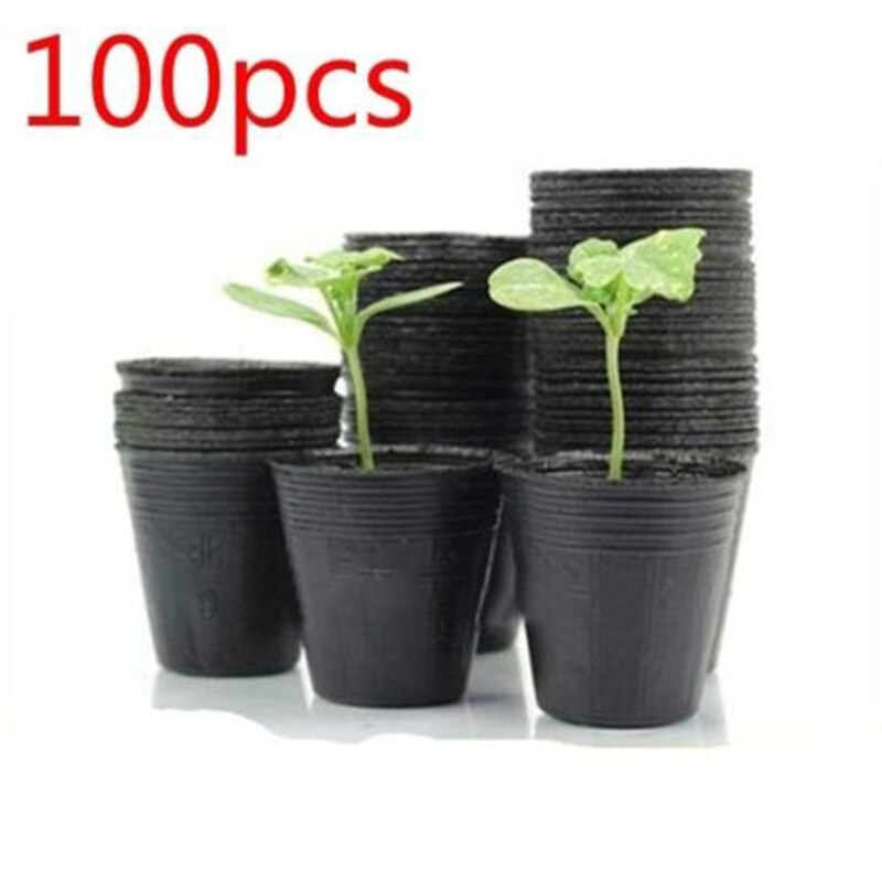 Pot de culture de plantes en plastique souple noir, Pot de culture de plantes, bol de Nutrition, tasse de semis, jardinière de jardin de balcon, 100 pièces #