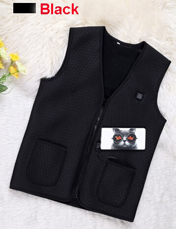 Vrouwen Mannen Usb Infrarood Verwarmde Vest Outdoor Jas Winter Leisure Dagelijkse Elektrische Vest Voor Sport Wandelen Vest: Zwart / 4XL