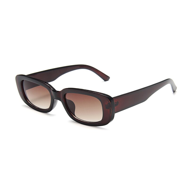 Ovza smalle zonnebril voor dames heren rechthoekige bril  uv400 doorschijnend snoepkleur  s6001: Bruin