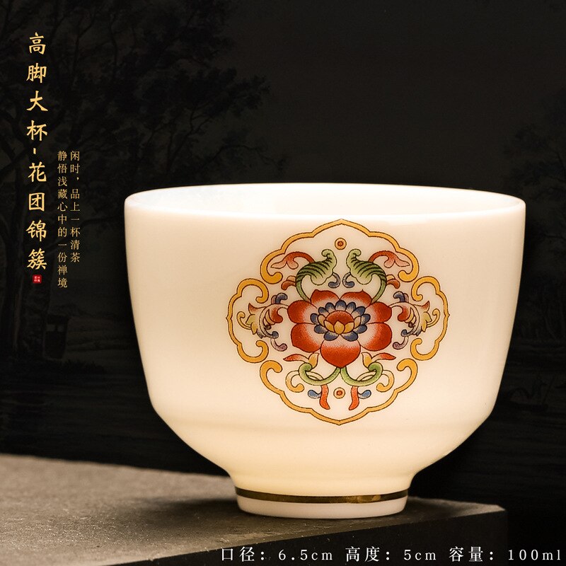 Taza de cerámica de jade Suet hecha a mano, taza de meditación Personal de viaje, tazón de té pintado a mano, juego de té Pu'er Master Cup: Gris claro