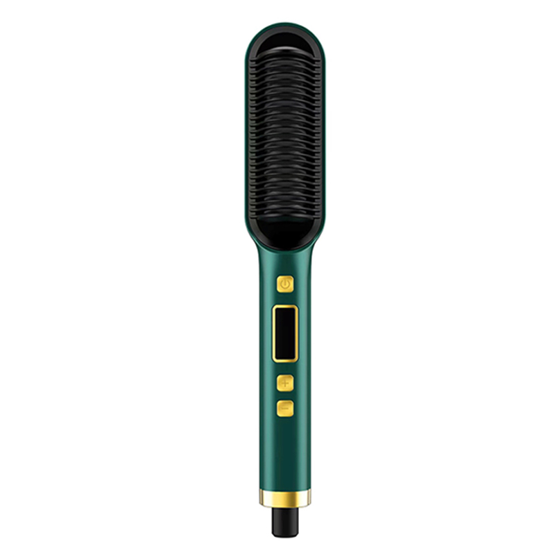 Haarglätter-Bürste für Frauen, Ion-Haarglätter, Styling-Kamm, Bürste, Glätteisen: green / EU